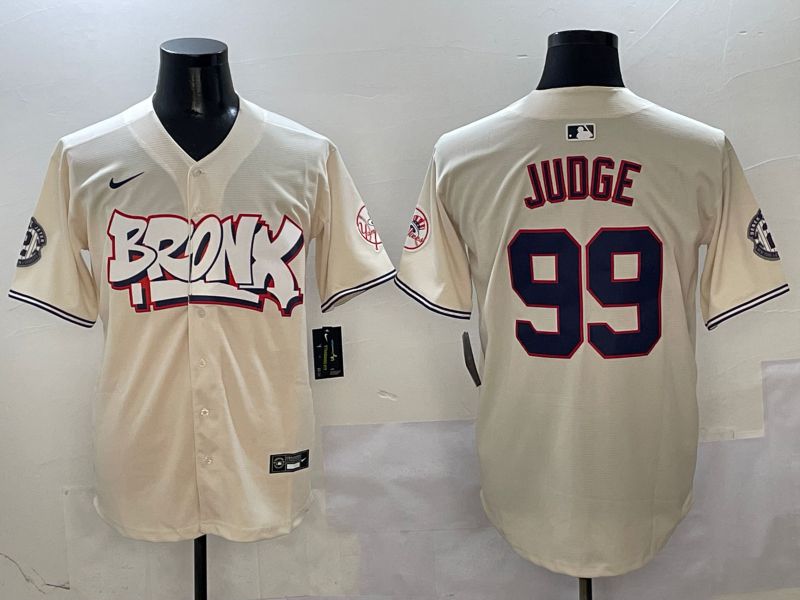Men New York Yankees #99 Judge Cream four generations Joint Name 2025 Nike MLB Jersey style 411->new york yankees->MLB Jersey
